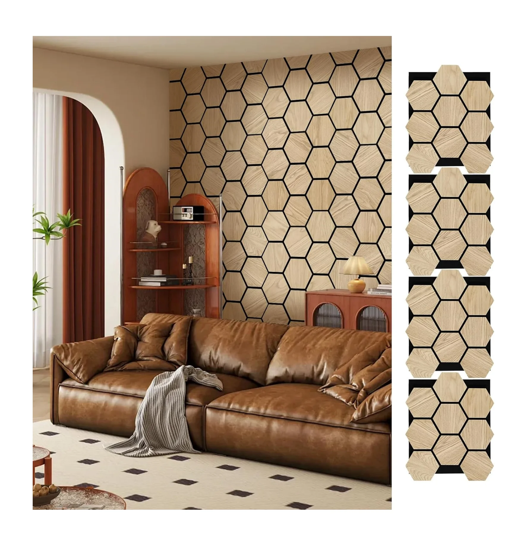 3d hexagon wall panel akupanel hexagonal sound-absorbing panel wooden hexagon acoustic wall panel decoration