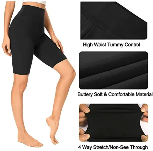 High Waist Plain Black Bike Short Polyester Plus Size Push Up Cycling Bike Shorts For WomenHot sale products