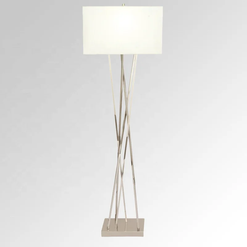 MODERN ANTIQUE DESIGN SIMPLE FABRIC SHADE SILVER NORDIC HOME DECORATION LIVING ROOM BEDROOM FLOOR LAMP