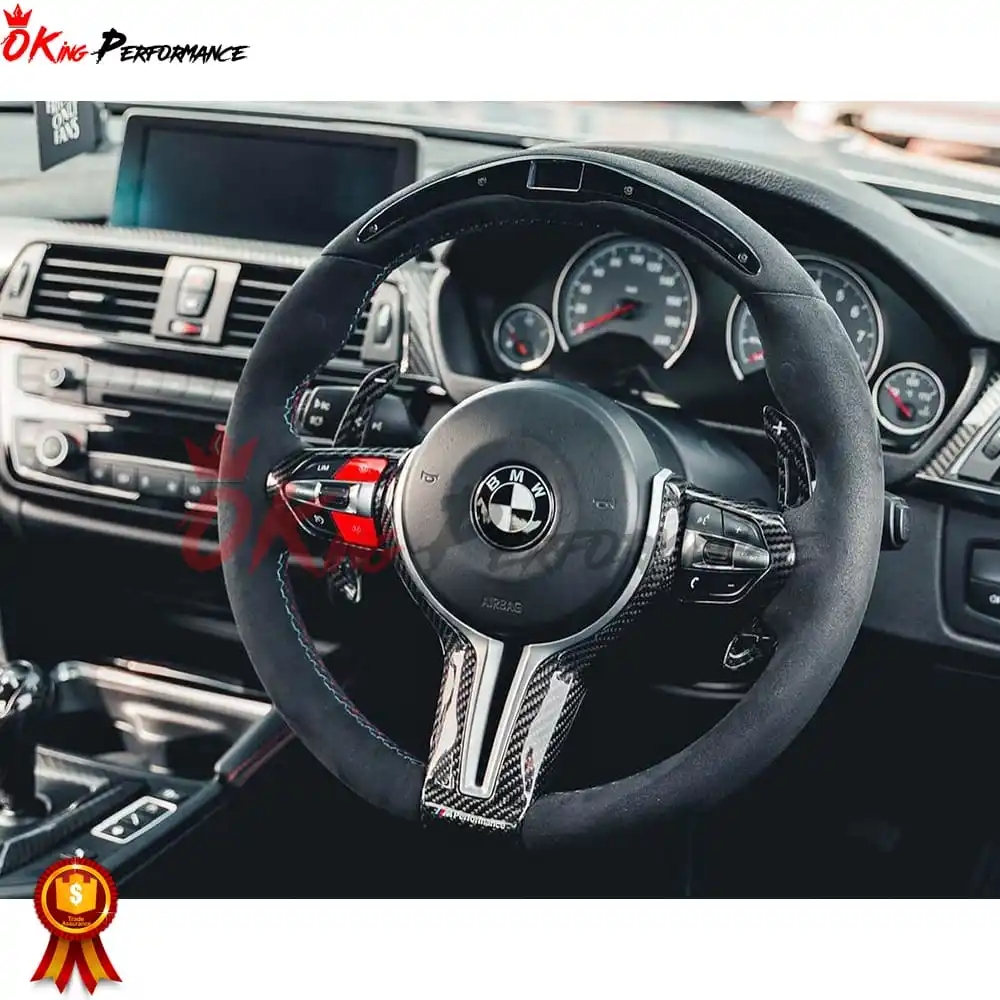 Customize LED Display Carbon Fiber Steering Wheel For BMW M3 M4 F80 F82 F83 2014-2020
