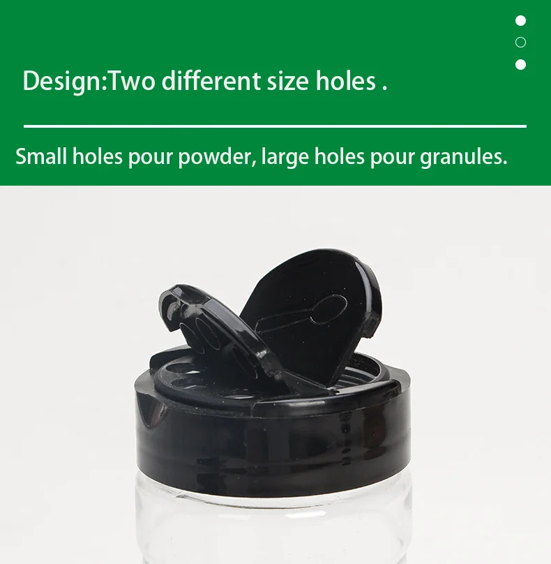 Seasoning Storage Box pepper container custom PET plastic Transparent Salt shaker Condiment bottles Cruet Kitchen herb spice jar