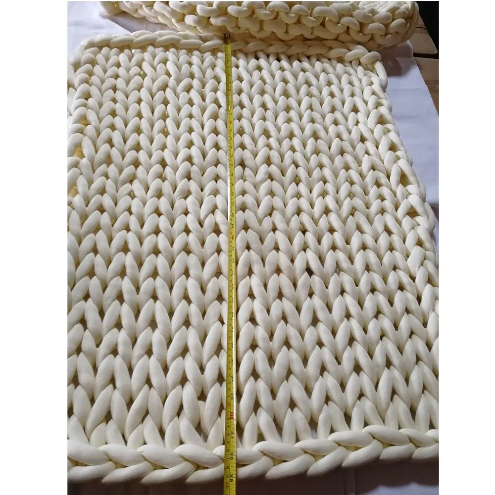 12 colors stock 100% COTTON SEAMLESS D3-4cm machine washable hollow fiber filled tube braid hand knit yarn thick heavy blanket
