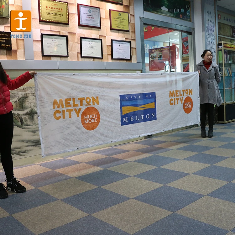 Light Polyester Printed Mesh Banner Factory Directly Printing Fence Mesh Fabric Banner Scrim Banner with Eyelets