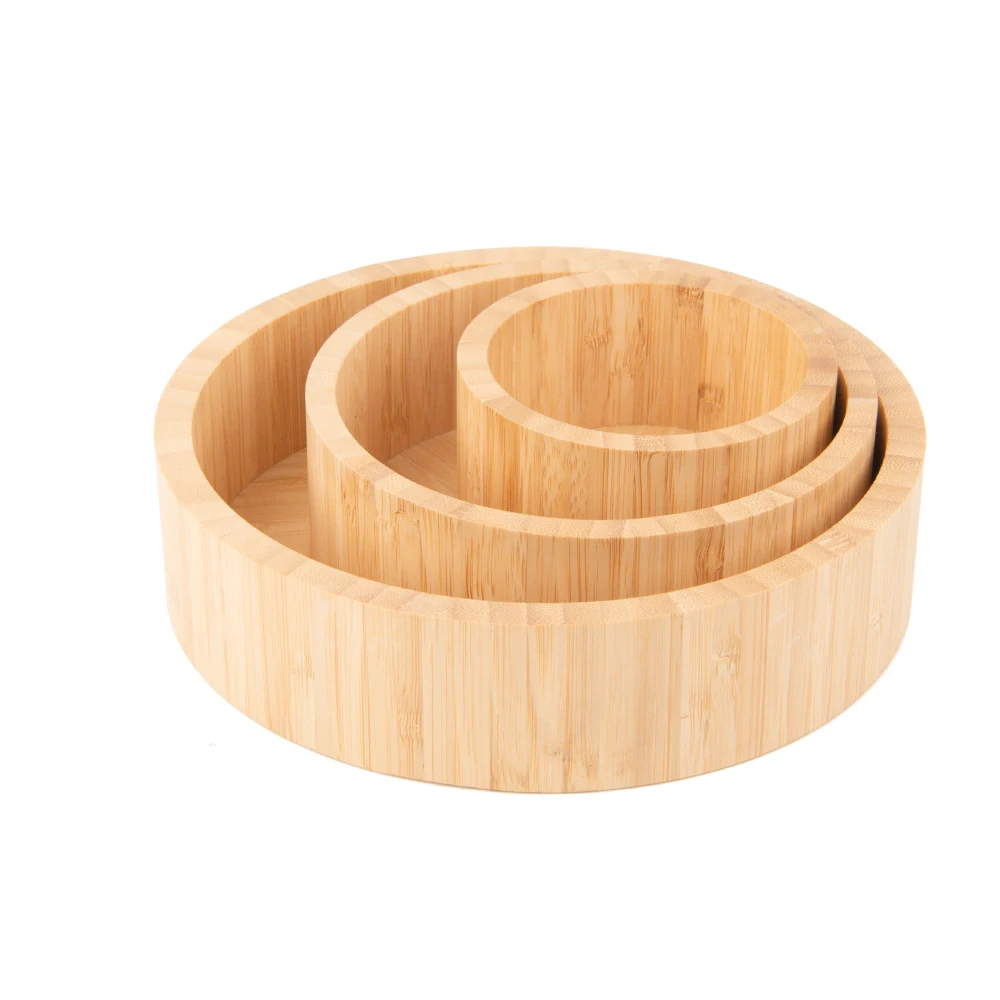 Hot Selling Straight-Side Design Eco-friendly Bamboo Wooden Fruits and Vegetable Salad Mixing Serving Bowls for Kitchenware