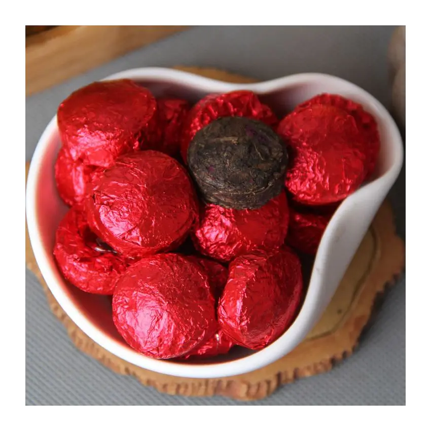 
Yunnan Organic Tea Rose Flavor Ripe Tea 500g Fermentation Compressed Puer Tuo Cha Lose Weight 