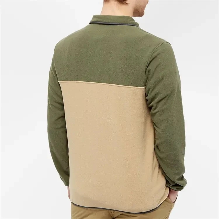 Oem Custom 100% Recycled Polyester Funnel Neck Fleece 1/2 Press Stud Closure Baseball Tennis Snap-T Pullover Sweatshirt For Men