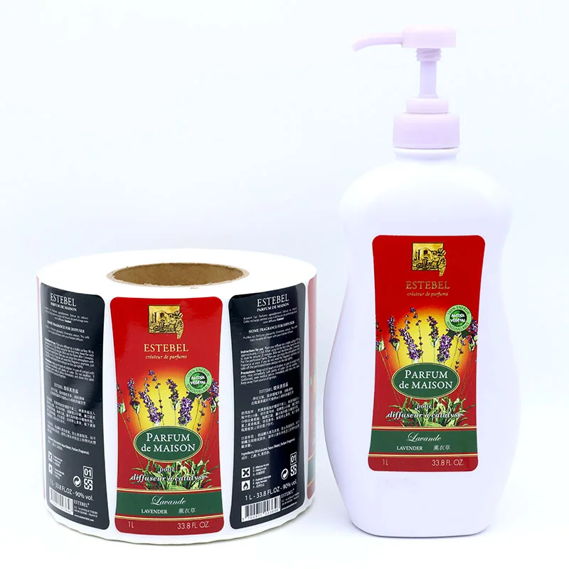Custom Printed Self Vinyl Roll Waterproof Logo Sticker Cosmetic Bottle Packaging Water Activated Single 5m ROHS Certified