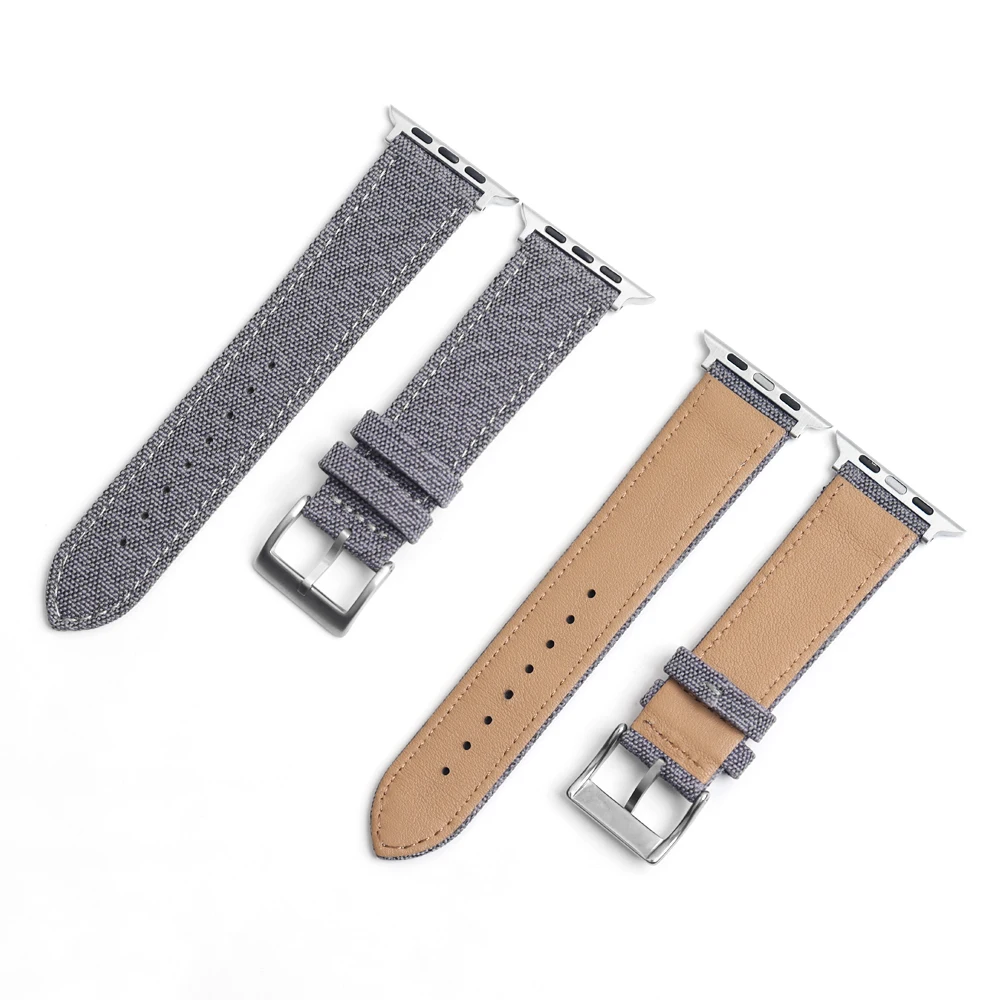 New Canvas Watch Strap With smart watch connector 20/22 mm Woven Fabric Watch Band With 304L Buckle Customize Logo