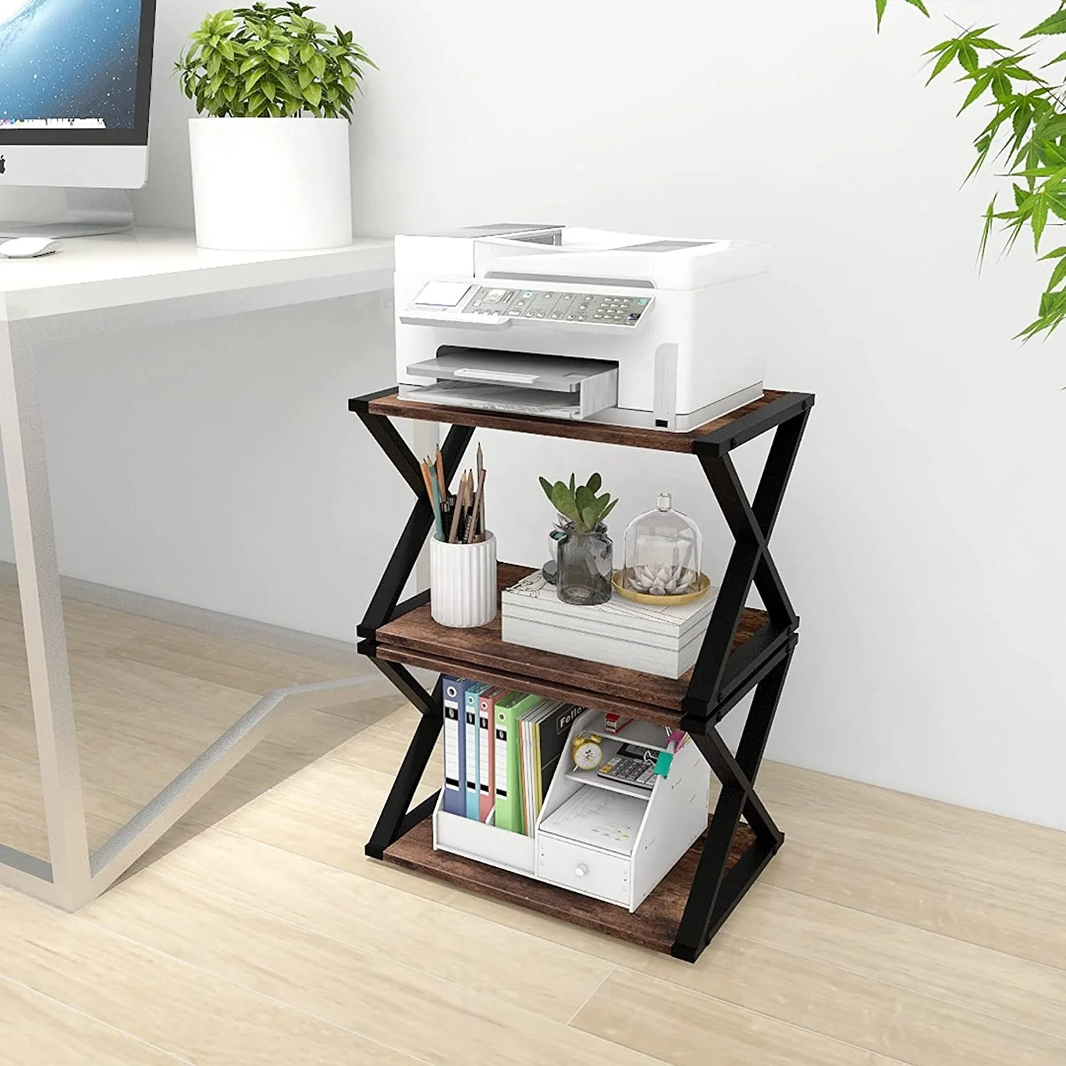 Industrial 2-Tier Metal Printer Stand with under Desk Storage Shelf for Gym and Wholesale Use Office Furniture Printer Stand
