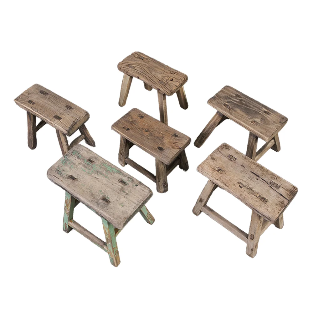 Small Antique Vintage Chinese Furniture Rustic Recycled Wood Baby Stool for Children and kids Home Furnishing