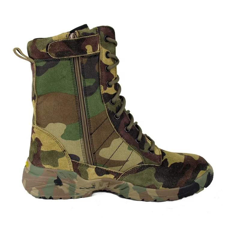 Green camouflage  leather jungle boots