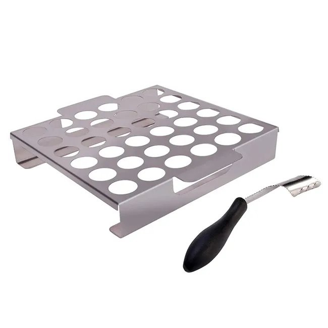 Jalapeno Grill Rack with Handle and Chili Pepper Corer Tool 36 Holes Capacity Stainless Steel Chicken Wings Roaster