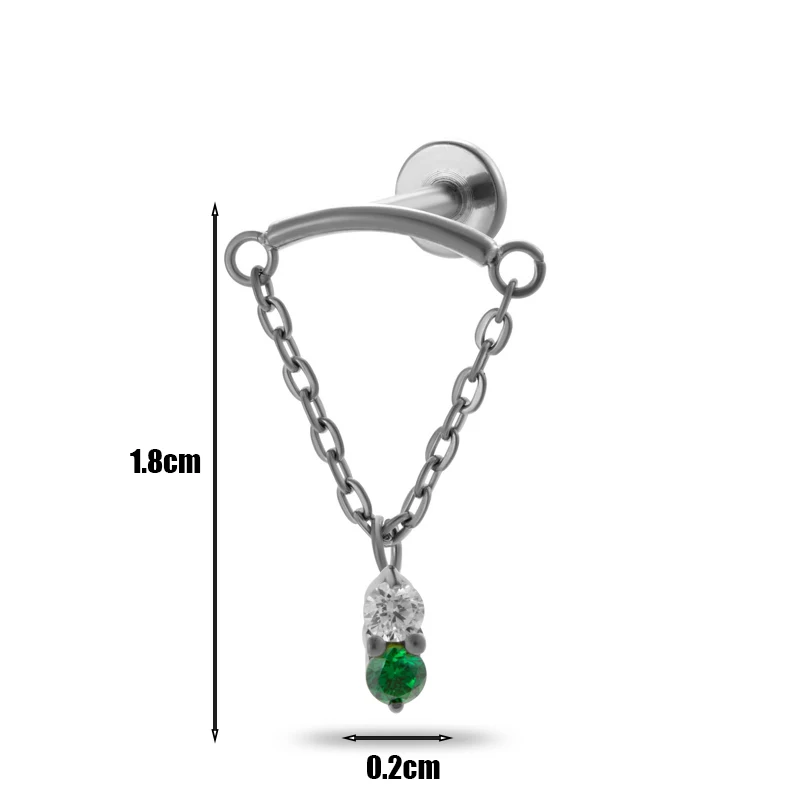 custom G23 titanium helix piercing ASTM F136 titanium flat back internally threaded cubic zirconia pendant cartilage earrings