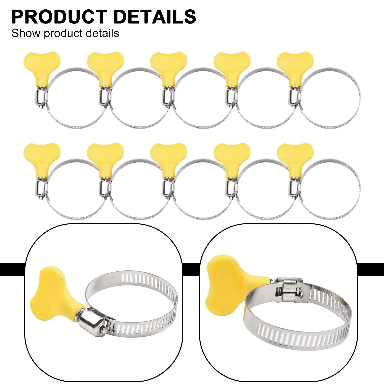 Manufacturer Adjustable Yellow Plastic Handle Hand Wriggle Hose Clamp Pipe Clip For Connecting Air Hoses For Home Improvement