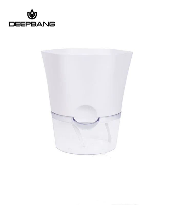 
Deepbang Hot Sell White Large Plastics Lazy Automatic Watering Planting Pots Hexagonal Transparent Plastic Flowerpot 