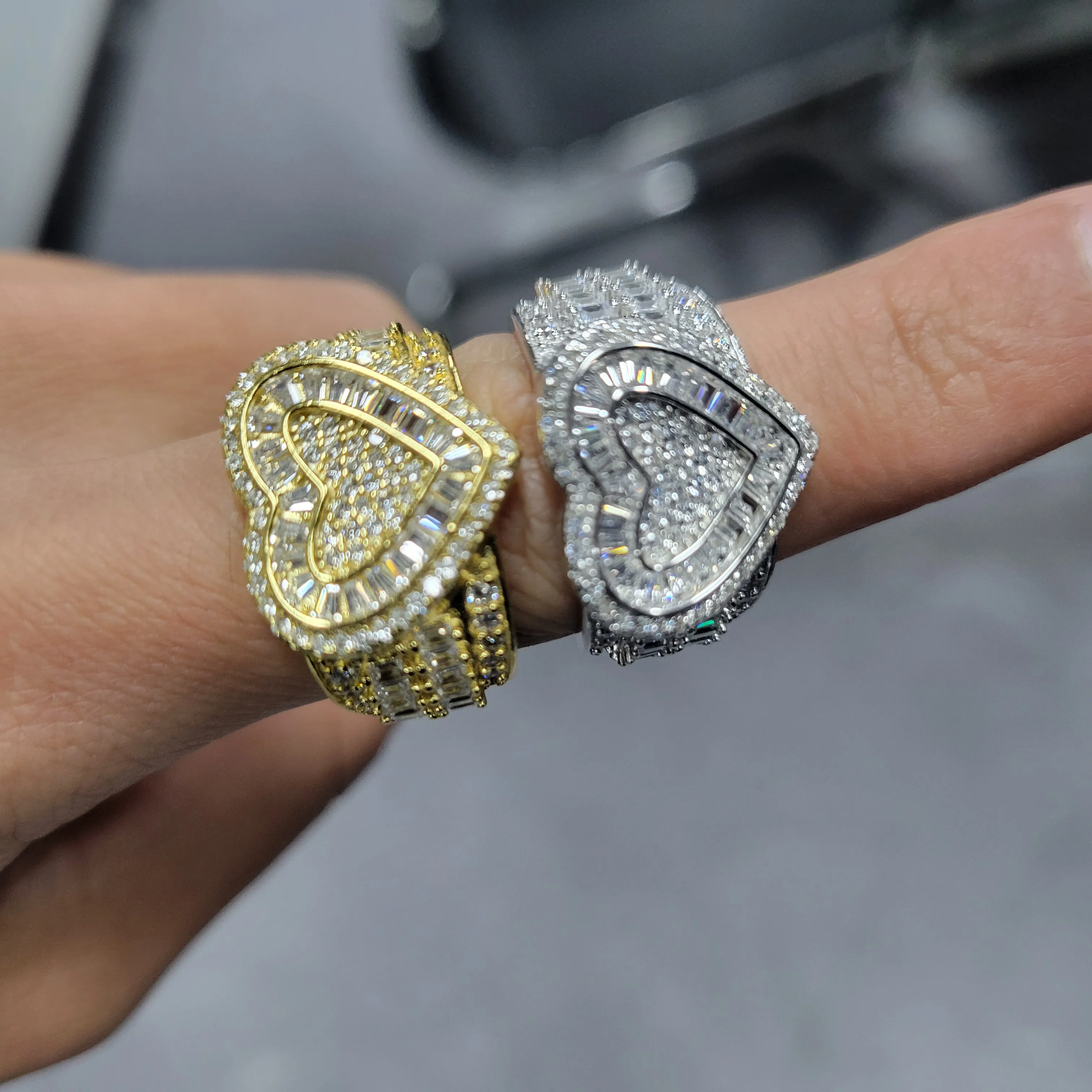 Luxury 100% 925 Sterling Silver Ring Trendy Color 5A Cubic Zirconia Heart Shape Silver Gift Rings jewelry Women