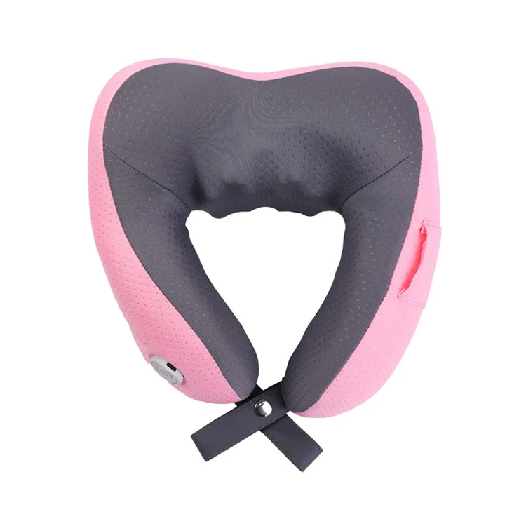Electric wireless u shape neck massager kneading heating massage pillow for home car use