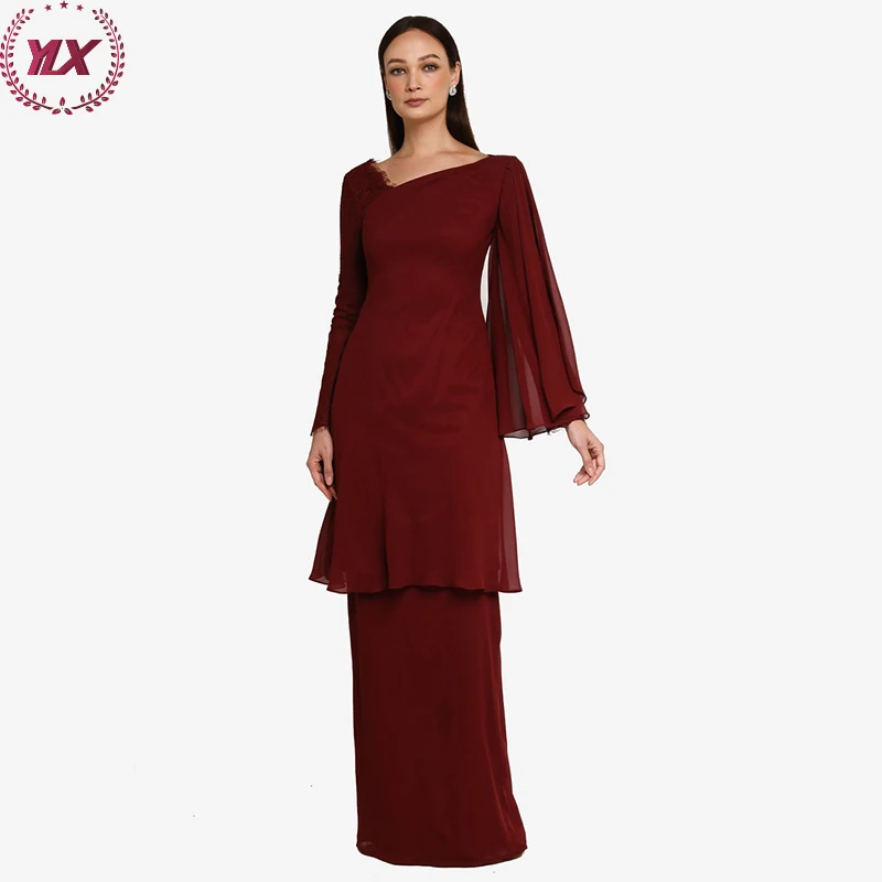 2022 Malaysia Indonesian Clothing For Women Kebaya Malaysian Moden Plain Casual Linen Baju Kurung