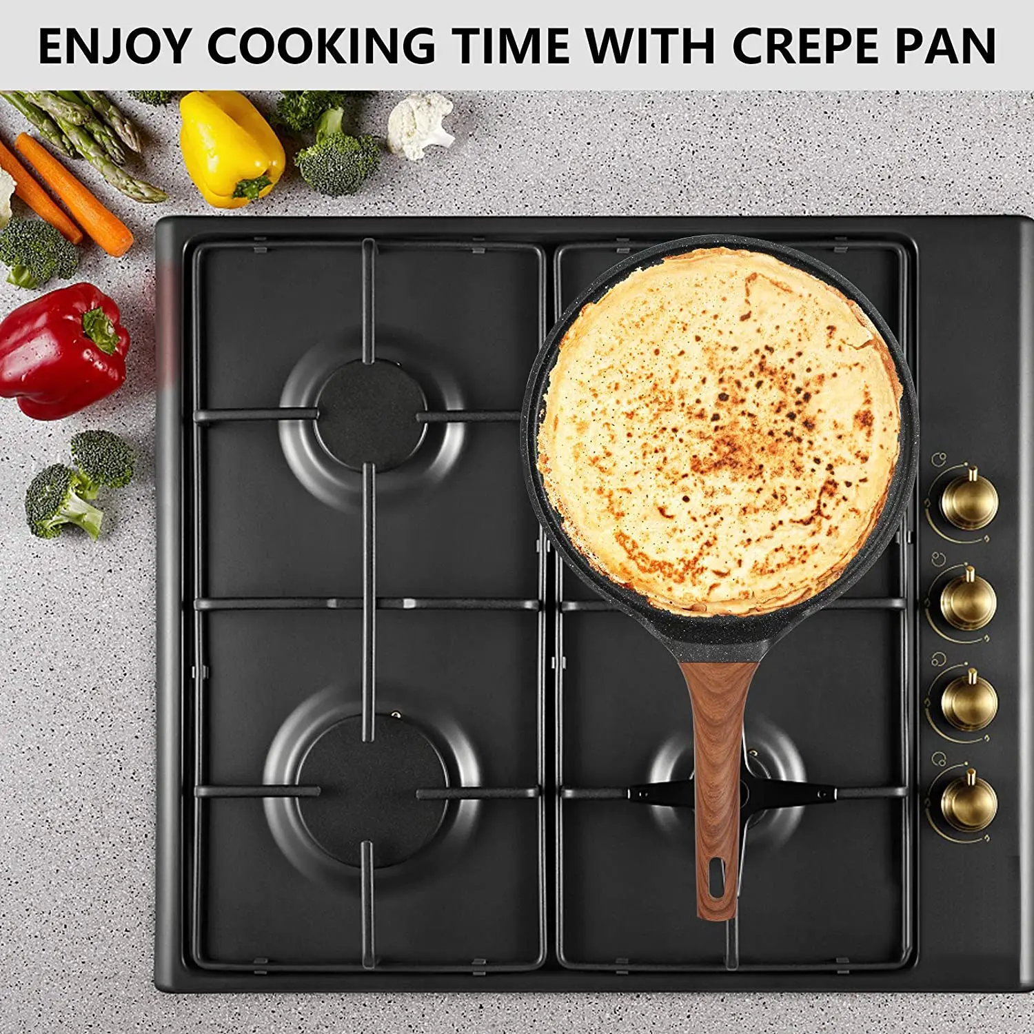 Crepe Pancake Pan Non Stick Skillet Grill Pan Griddle with Round Inductive Flat