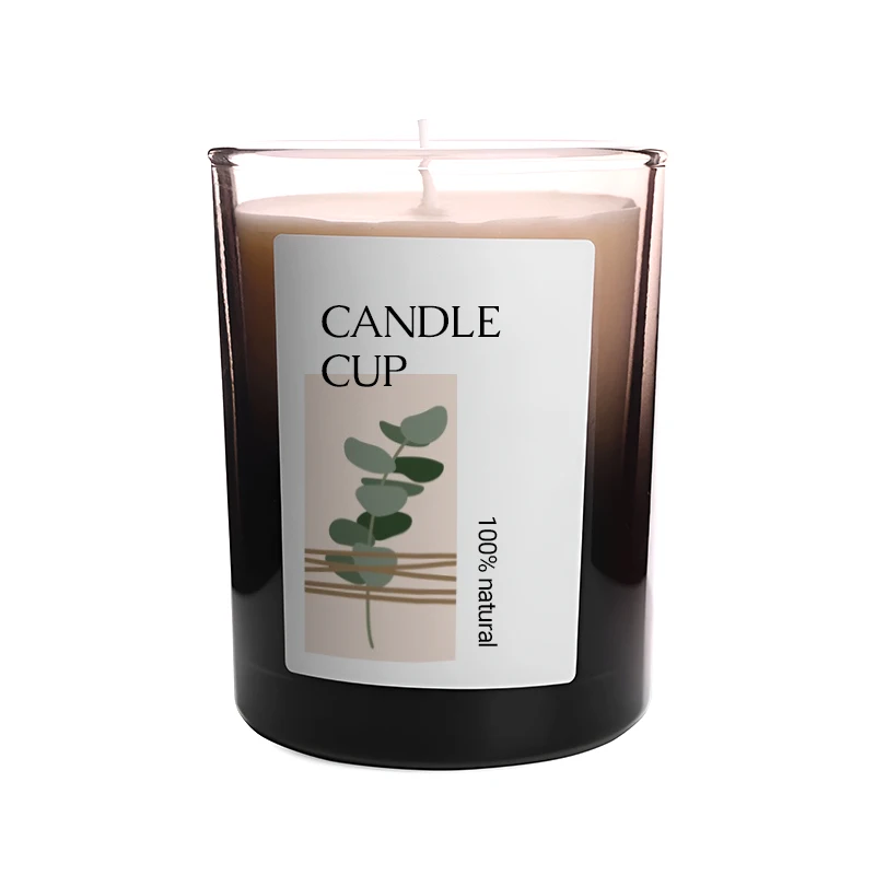 Luxury Amber Frosted Matte Black Glass Candle Jars Container With Metal Gold Silver Lid Bamboo Wood Cork Lid 7oz 8oz 10oz 16oz