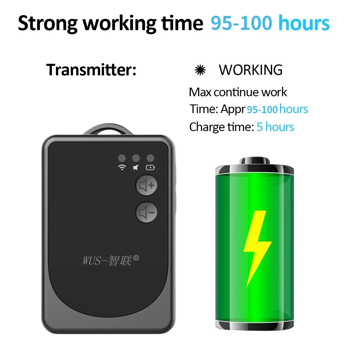 95 working hours 50 receivers+1 transmitter hajj&umroh tour guide Audio 2.4G globally applicable interpretation conference