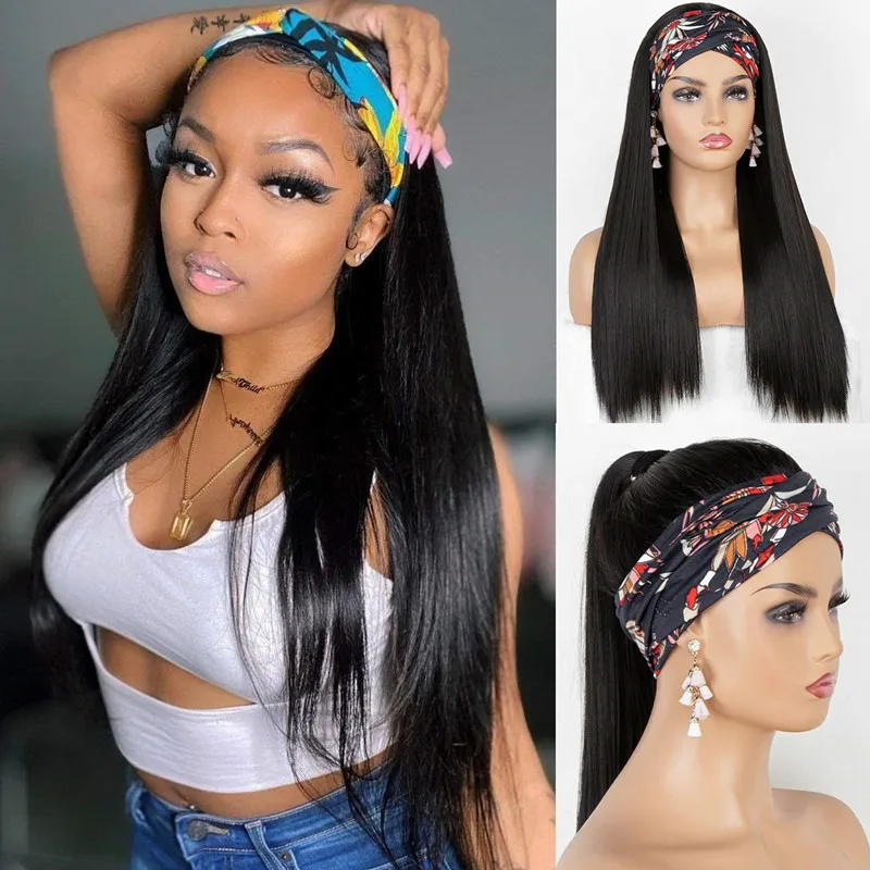 Wholesale Chhair Lineand Wigs Brazilian Hair 1 Piece Long Curly Hair Machine Made Non Lace Wig Long Smooth Front Wig for Sale