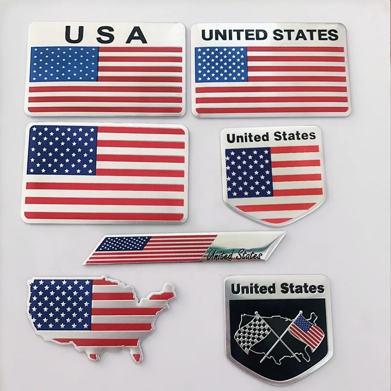 JDMotorsport88 3D Aluminum Car USA  Flag Shield Grille Emblem Decal Badge Sticker