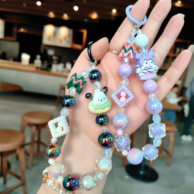 3D Creative Cute Cartoon mobile phone keychain Accessories Car Bag Pendant  Sanrioes Kuromi melody keyring Key chain