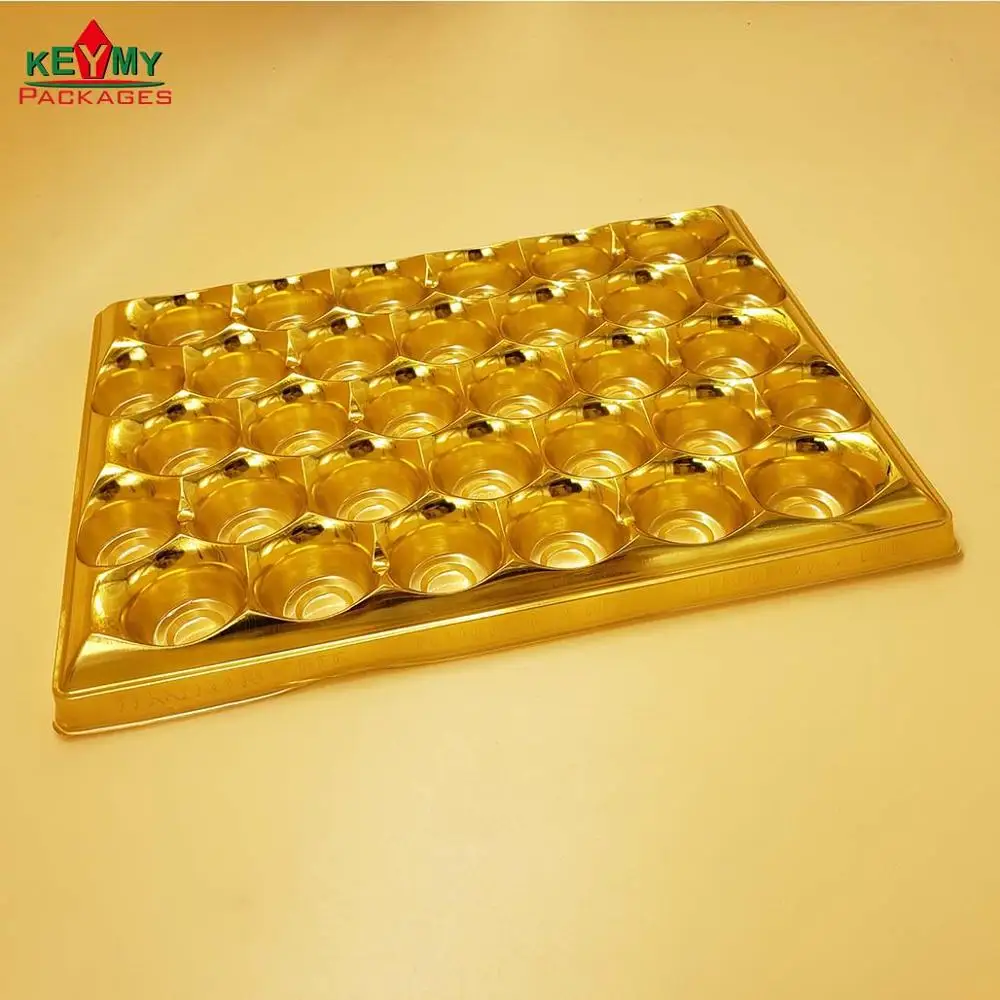 candy tray, customize gold or silvery PET blister tray for food from ISO approved factory, in Shenzhen