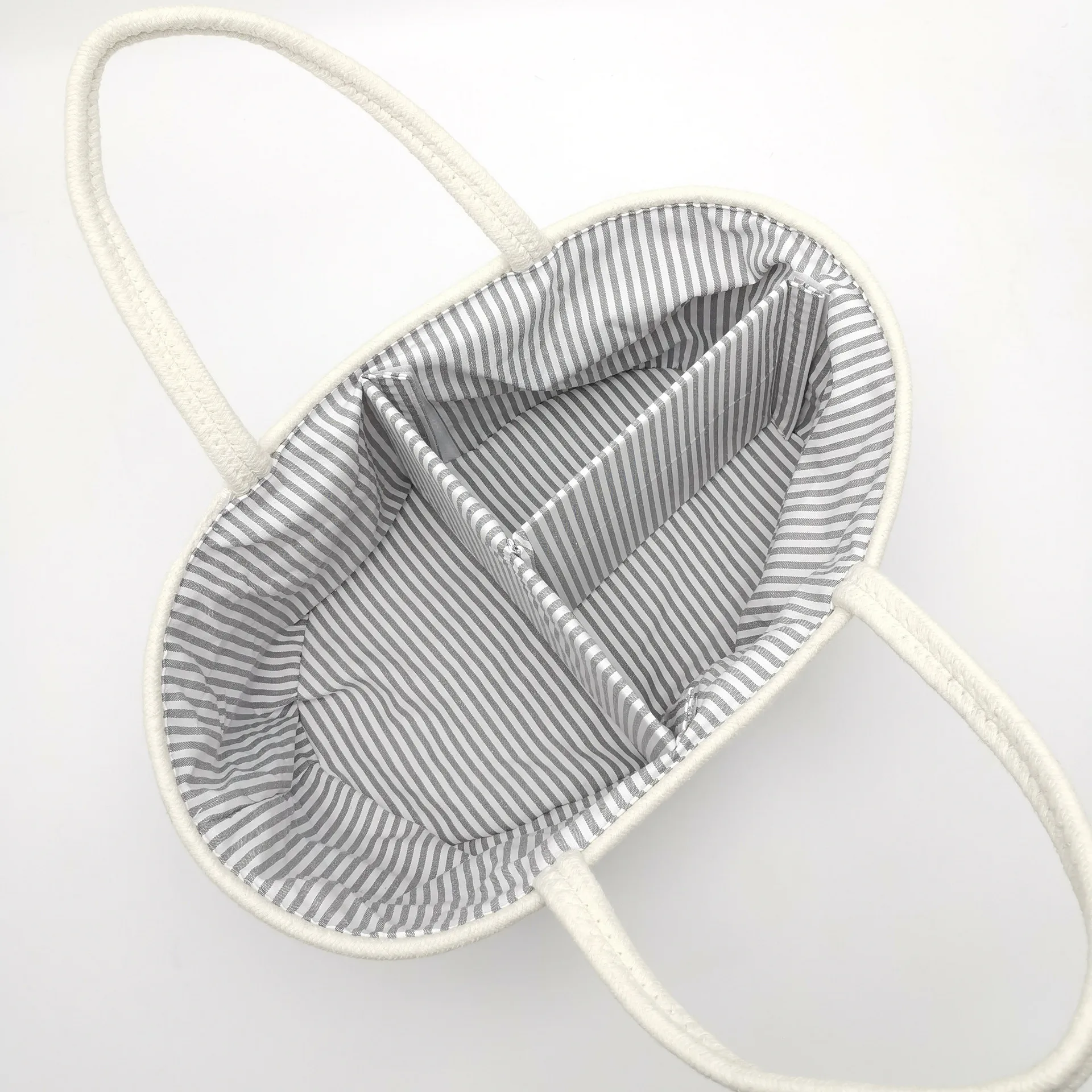 factory sale large woven cotton rope storage laundry basket with durable handles