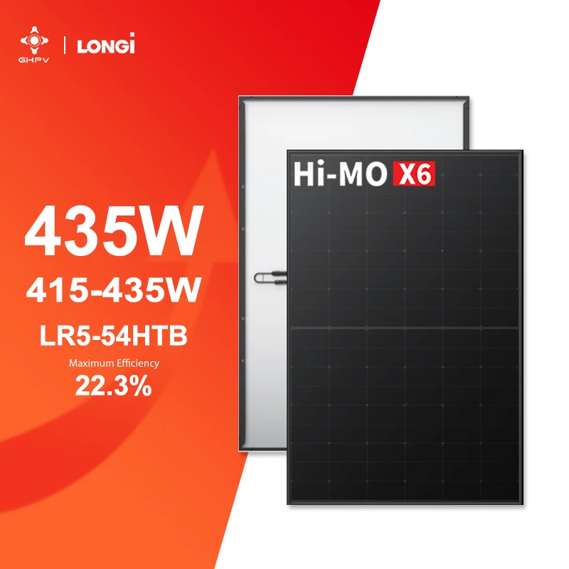 Longi 415W Photovoltaic Modules 420W 425W 430W Placa Solar Fotovotaica 435 Watts Hi-Mo X6 Lr5-54Htb Solar Panels Plates