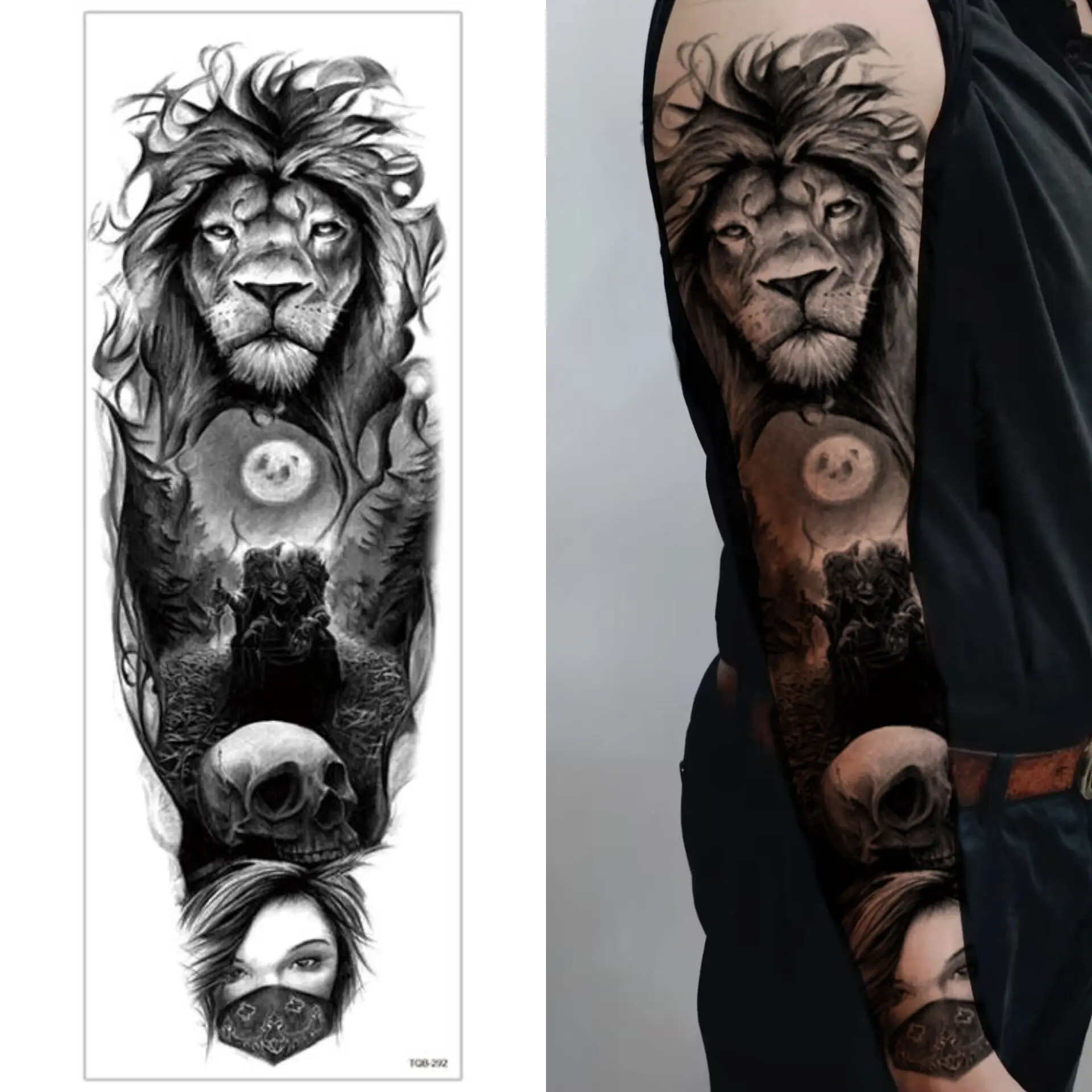 Factory Henna Tattoo Stickers Water Proof Full Arm Tattoo Sticker Eco-Friendly Big Size Temporary Tattoo Halloween