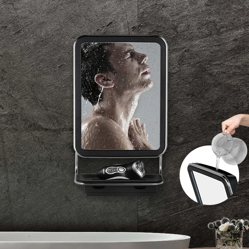 Greenfrom New Design Square Single Side Bathroom Anti Fog Shower Vanity Wall Mounted Makeup Mirror With Shaving