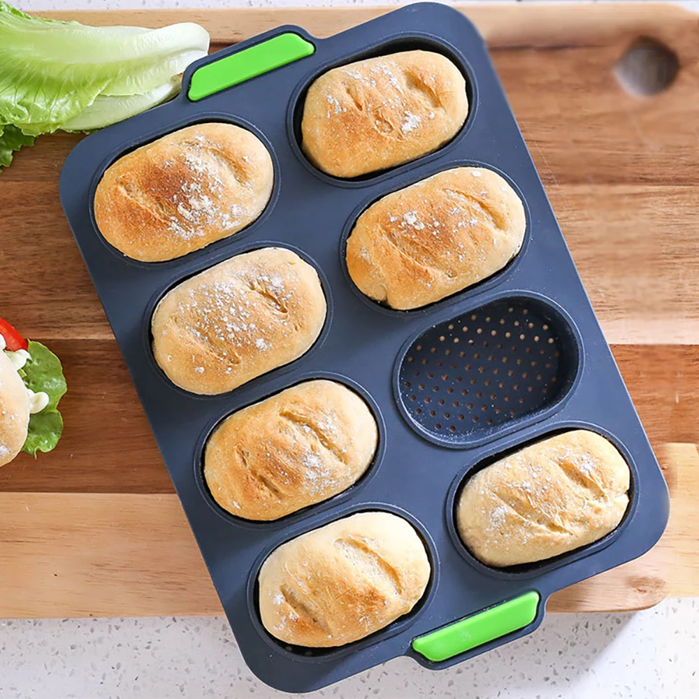 Mini Baguette Baking Tray Non-stick Silicone French Bread Pan Loaf Pan Bread Crisping Tray Muffin Trays for Cakes Breadstick