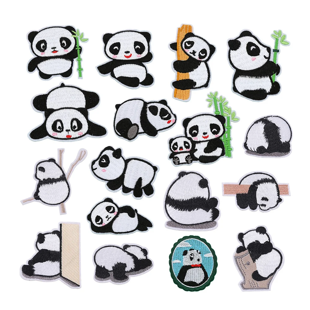 Милый мультяшный самоклеящийся и Железный На Панде Дизайн вышивка детские шапки патчи