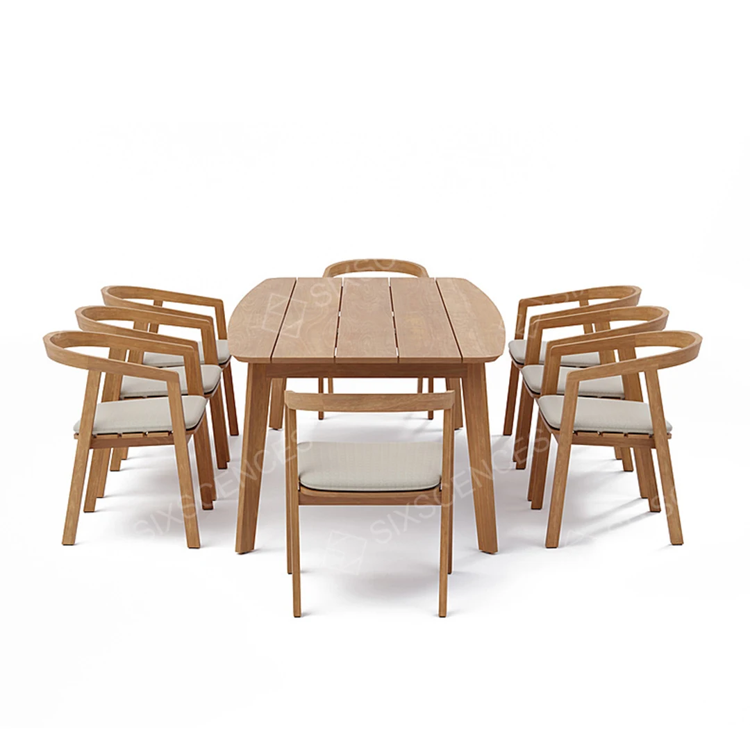 Modern luxury Home patio wooden garden table and chairs solid teak wood dining table set