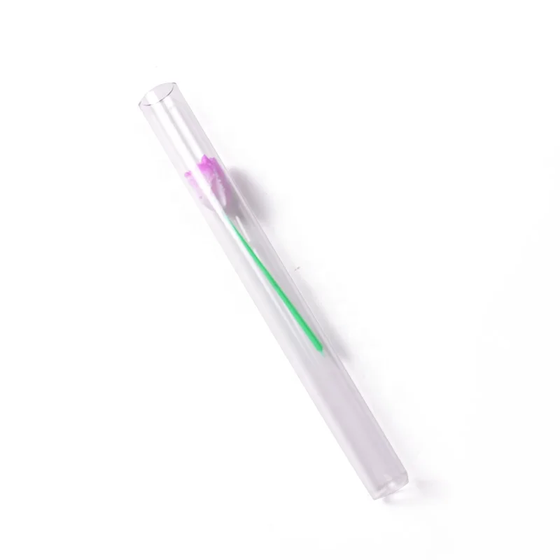 Best selling 100mm glass tube love rose glass cigarette holder straight tube juice straw glass cigarette holder
