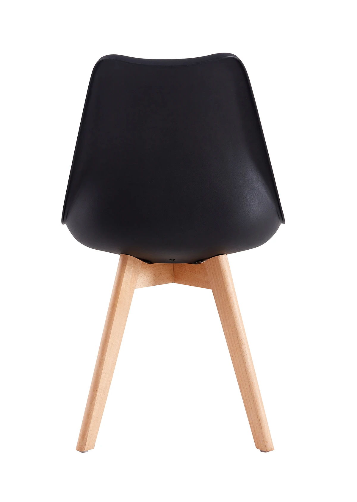 Modern Plastic Tulip Fancy Nordic Fashionable Design Shell Dining Cushion Seat Black PP Plastic Dining Chairs with Wooden Legs