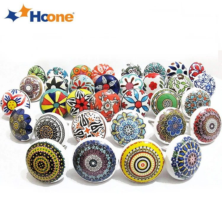 Turquoise Blue Mixed Ceramic Knobs Cabinet Kitchen Drawer Nickel