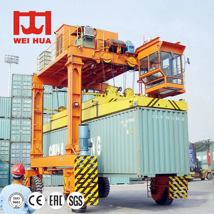 straddle carrier sea port 50 ton 60 ton rubber tyred gantry crane 80 ton rtg crane for container lifting