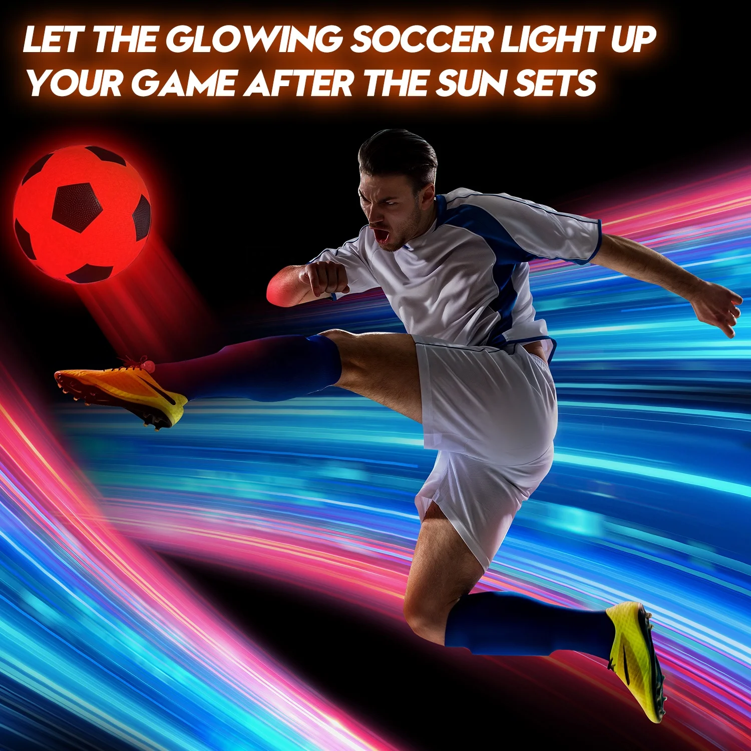 USB Type-C Rechargeable LED Soccer Ball Size 5 Luminous Glowing Rubber Ball with Custom Logo Glow in the Dark Style