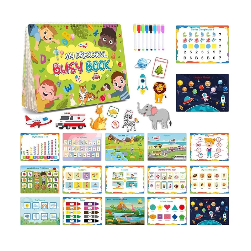 Full Color Design Custom Gloss Card Stock Preschool Learning Activity Binder Book Educational Busy Book for Toddlers