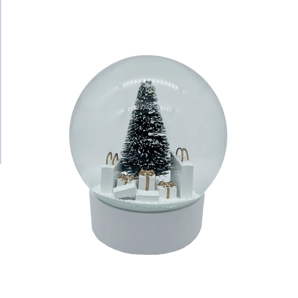 
100MM Pineneedle Christmas Tree Interior Icon Snow Globe With White Snowflake inside For Home Decoration Souvenir Gift 