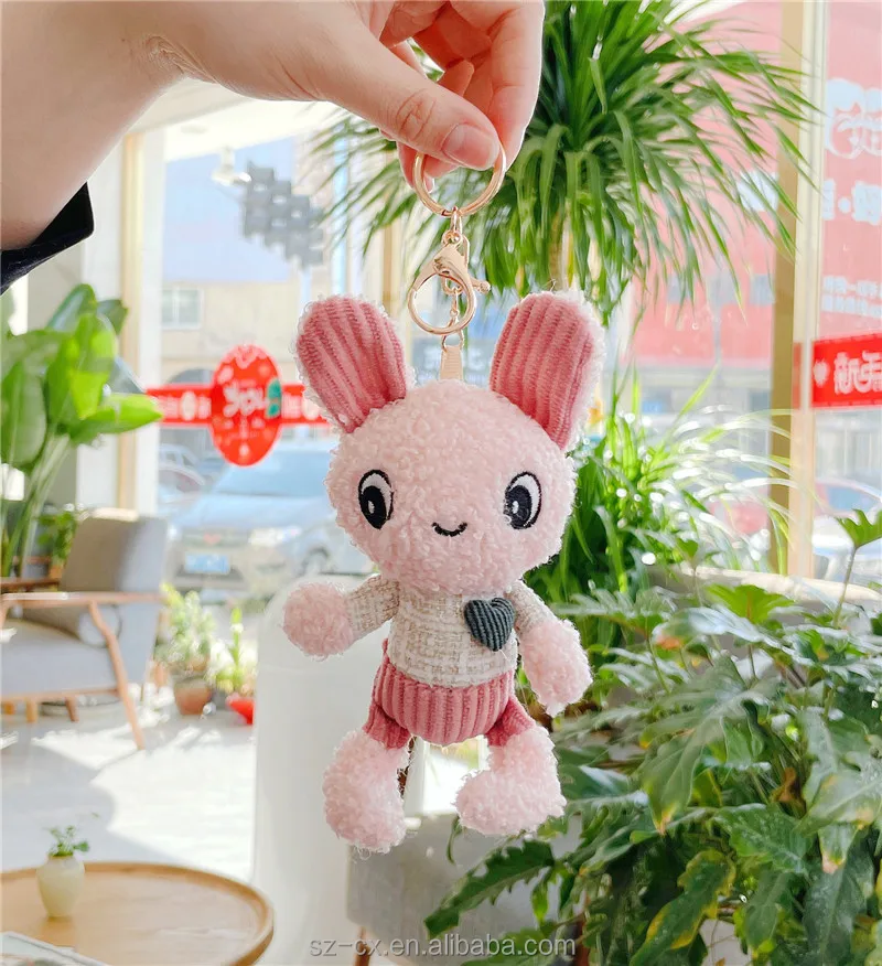 kawaii rabbit bunny faux fur plushies soft toy stuffed key chain key ring lanyard doll pendant mini fluffy doll bunny keychain