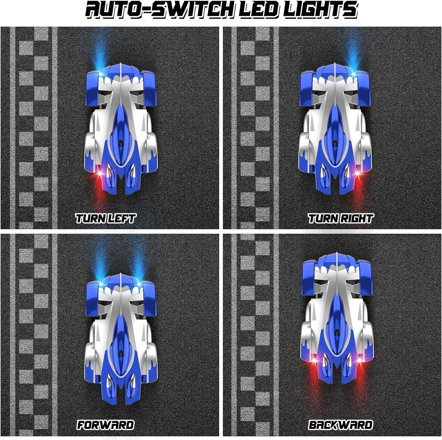 Rechargeable Wall Climbing Remote Control Car 360 Rotating Dual Mode RC Stunt Car with LED Car Light