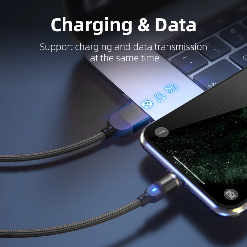 Melonboy 2021 Amazon Hot Selling Cellphone Accessories 1M 2M Magnetic USB Data Cable 3A Quick Charging USB C Cable Micro Charger