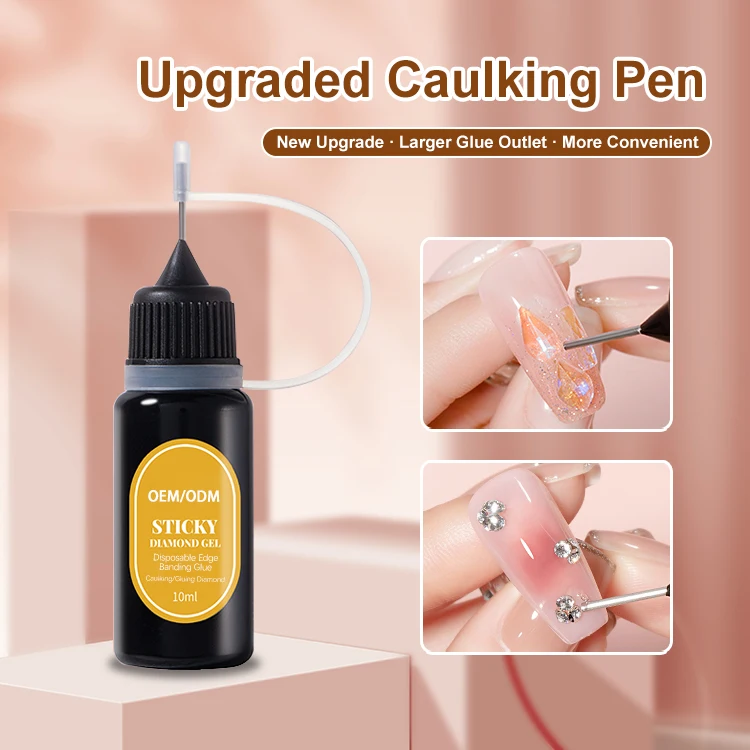 Edge Sealant Adhesive No Wash Caulk Nail Rhinestones Glue Press on Nail Glue Tips Professional False Nail Sticky Natural