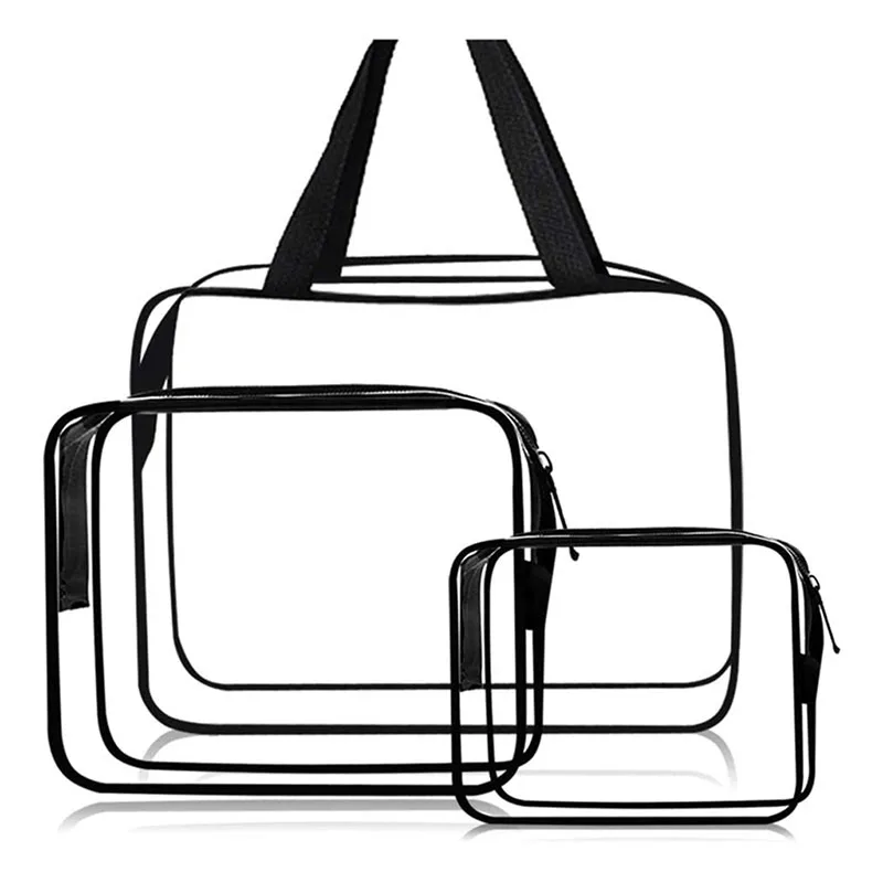 clear zipper Custom clear travel toiletry bag PVC clear cosmetic bag 3pcs clear cosmetic bag vinyl air travel toiletry