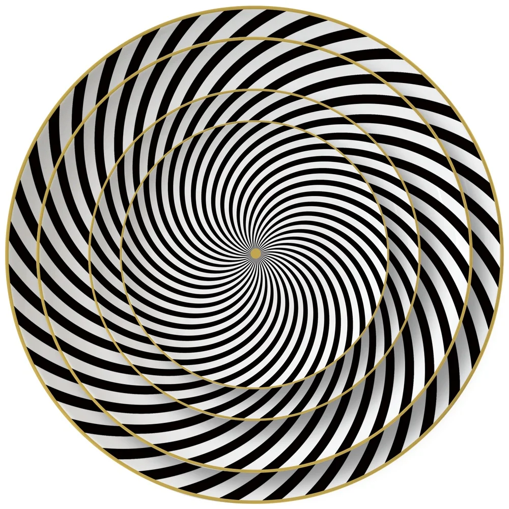 Wholesale western simple design black design ceramic wedding dinner plate dishes home decoration bone china gold dinnerware set