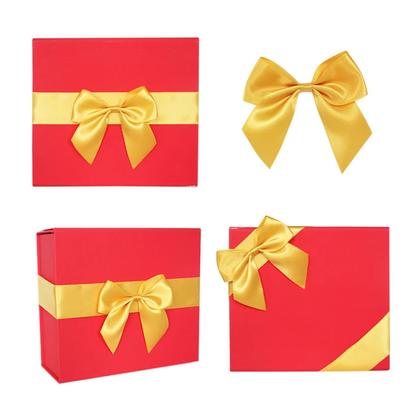 Hot selling high quality gift wrap decorative satin bows custom l196 colors satin ribbon bows for chocolate box